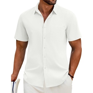 image:imageCOOFANDY Shirts for Men Short Sleeve Button Down Shirt Casual Summer Beach ShirtAwhite