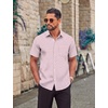image:imageCOOFANDY Men Button Down Shirt Short Sleeve Casual Shirts Printed Dress Shirt with PocketPink Flower