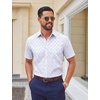 image:imageCOOFANDY Men Button Down Shirt Short Sleeve Casual Shirts Printed Dress Shirt with PocketWhite Arrow