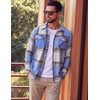 image:imageCOOFANDY Men Flannel Shirt Casual Button Down Shirt Jacket Long Sleeve Plaid Shirts with PocketsBlue White Plaid