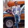 image:imageCOOFANDY Men Flannel Shirt Casual Button Down Shirt Jacket Long Sleeve Plaid Shirts with PocketsBlue White Plaid