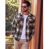 image:imageCOOFANDY Men Flannel Shirt Casual Button Down Shirt Jacket Long Sleeve Plaid Shirts with PocketsBrown Plaid