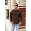 image:imageCOOFANDY Mens Button Down Waffle Shirt Jacket Casual Long Sleeve Shacket Lightweight Overshirts with Flap PocketsChestnut Brown