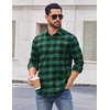 image:imageCOOFANDY Mens Casual Long Sleeve Button Up Plaid Flannel Shirt Jacket with PocketBuffalo Black Green