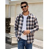 image:imageCOOFANDY Mens Casual Long Sleeve Button Up Plaid Flannel Shirt Jacket with PocketPlaid Navy Coffee