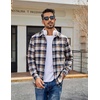 image:imageCOOFANDY Mens Casual Long Sleeve Button Up Plaid Flannel Shirt Jacket with PocketPlaid Navy Coffee