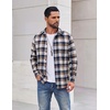 image:imageCOOFANDY Mens Casual Long Sleeve Button Up Plaid Flannel Shirt Jacket with PocketPlaid Navy Coffee
