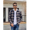 image:imageCOOFANDY Mens Casual Long Sleeve Button Up Plaid Flannel Shirt Jacket with PocketPlaid Navy Khaki