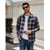 image:imageCOOFANDY Mens Casual Long Sleeve Button Up Plaid Flannel Shirt Jacket with PocketPlaid Navy Khaki