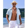 image:imageCOOFANDY Mens Casual Short Sleeve Button Down Summer Beach Shirt Lightweight Textured Wrinkle Free Untucked ShirtsAngel Falls