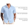 image:imageCOOFANDY Mens Casual Short Sleeve Button Down Summer Beach Shirt Lightweight Textured Wrinkle Free Untucked ShirtsAngel Falls