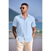 image:imageCOOFANDY Mens Casual Short Sleeve Button Down Summer Beach Shirt Lightweight Textured Wrinkle Free Untucked ShirtsAngel Falls