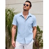 image:imageCOOFANDY Mens Casual Short Sleeve Button Down Summer Beach Shirt Lightweight Textured Wrinkle Free Untucked ShirtsAngel Falls