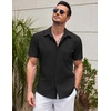 image:imageCOOFANDY Mens Casual Short Sleeve Button Down Summer Beach Shirt Lightweight Textured Wrinkle Free Untucked ShirtsBlack