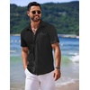 image:imageCOOFANDY Mens Casual Short Sleeve Button Down Summer Beach Shirt Lightweight Textured Wrinkle Free Untucked ShirtsBlack