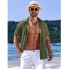 image:imageCOOFANDY Mens Casual Short Sleeve Button Down Summer Beach Shirt Lightweight Textured Wrinkle Free Untucked ShirtsChive