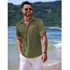 image:imageCOOFANDY Mens Casual Short Sleeve Button Down Summer Beach Shirt Lightweight Textured Wrinkle Free Untucked ShirtsChive