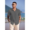 image:imageCOOFANDY Mens Casual Short Sleeve Button Down Summer Beach Shirt Lightweight Textured Wrinkle Free Untucked ShirtsGranite Gray