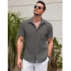 image:imageCOOFANDY Mens Casual Short Sleeve Button Down Summer Beach Shirt Lightweight Textured Wrinkle Free Untucked ShirtsGranite Gray