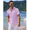 image:imageCOOFANDY Mens Casual Short Sleeve Button Down Summer Beach Shirt Lightweight Textured Wrinkle Free Untucked ShirtsLavender Frost