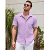 image:imageCOOFANDY Mens Casual Short Sleeve Button Down Summer Beach Shirt Lightweight Textured Wrinkle Free Untucked ShirtsLavender Frost
