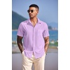 image:imageCOOFANDY Mens Casual Short Sleeve Button Down Summer Beach Shirt Lightweight Textured Wrinkle Free Untucked ShirtsLavender Frost