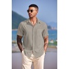image:imageCOOFANDY Mens Casual Short Sleeve Button Down Summer Beach Shirt Lightweight Textured Wrinkle Free Untucked ShirtsQuiet Gray