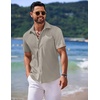 image:imageCOOFANDY Mens Casual Short Sleeve Button Down Summer Beach Shirt Lightweight Textured Wrinkle Free Untucked ShirtsQuiet Gray