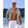 image:imageCOOFANDY Mens Casual Short Sleeve Button Down Summer Beach Shirt Lightweight Textured Wrinkle Free Untucked ShirtsQuiet Gray