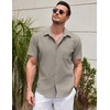 image:imageCOOFANDY Mens Casual Short Sleeve Button Down Summer Beach Shirt Lightweight Textured Wrinkle Free Untucked ShirtsQuiet Gray