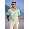 image:imageCOOFANDY Mens Casual Short Sleeve Button Down Summer Beach Shirt Lightweight Textured Wrinkle Free Untucked ShirtsSea Foam