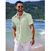 image:imageCOOFANDY Mens Casual Short Sleeve Button Down Summer Beach Shirt Lightweight Textured Wrinkle Free Untucked ShirtsSea Foam