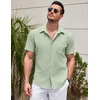 image:imageCOOFANDY Mens Casual Short Sleeve Button Down Summer Beach Shirt Lightweight Textured Wrinkle Free Untucked ShirtsSea Foam