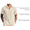 image:imageCOOFANDY Mens Casual Short Sleeve Button Down Summer Beach Shirt Lightweight Textured Wrinkle Free Untucked ShirtsVanilla Ice