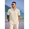 image:imageCOOFANDY Mens Casual Short Sleeve Button Down Summer Beach Shirt Lightweight Textured Wrinkle Free Untucked ShirtsVanilla Ice