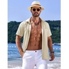 image:imageCOOFANDY Mens Casual Short Sleeve Button Down Summer Beach Shirt Lightweight Textured Wrinkle Free Untucked ShirtsVanilla Ice