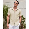 image:imageCOOFANDY Mens Casual Short Sleeve Button Down Summer Beach Shirt Lightweight Textured Wrinkle Free Untucked ShirtsVanilla Ice