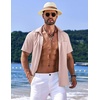image:imageCOOFANDY Mens Casual Short Sleeve Button Down Summer Beach Shirt Lightweight Textured Wrinkle Free Untucked ShirtsVeiled Rose