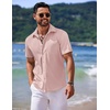 image:imageCOOFANDY Mens Casual Short Sleeve Button Down Summer Beach Shirt Lightweight Textured Wrinkle Free Untucked ShirtsVeiled Rose
