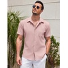 image:imageCOOFANDY Mens Casual Short Sleeve Button Down Summer Beach Shirt Lightweight Textured Wrinkle Free Untucked ShirtsVeiled Rose