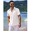 image:imageCOOFANDY Mens Casual Short Sleeve Button Down Summer Beach Shirt Lightweight Textured Wrinkle Free Untucked ShirtsWhite