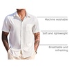 image:imageCOOFANDY Mens Casual Short Sleeve Button Down Summer Beach Shirt Lightweight Textured Wrinkle Free Untucked ShirtsWhite