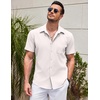 image:imageCOOFANDY Mens Casual Short Sleeve Button Down Summer Beach Shirt Lightweight Textured Wrinkle Free Untucked ShirtsWhite