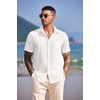 image:imageCOOFANDY Mens Casual Short Sleeve Button Down Summer Beach Shirt Lightweight Textured Wrinkle Free Untucked ShirtsWhite