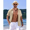 image:imageCOOFANDY Mens Casual Short Sleeve Button Down Summer Beach Shirt Lightweight Textured Wrinkle Free Untucked ShirtsWood Ash