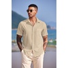 image:imageCOOFANDY Mens Casual Short Sleeve Button Down Summer Beach Shirt Lightweight Textured Wrinkle Free Untucked ShirtsWood Ash