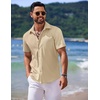 image:imageCOOFANDY Mens Casual Short Sleeve Button Down Summer Beach Shirt Lightweight Textured Wrinkle Free Untucked ShirtsWood Ash
