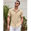 image:imageCOOFANDY Mens Casual Short Sleeve Button Down Summer Beach Shirt Lightweight Textured Wrinkle Free Untucked ShirtsWood Ash