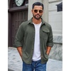 image:imageCOOFANDY Mens Corduroy Shirt Long Sleeve Button Down Casual Shirts JacketArmy Green
