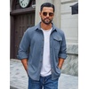 image:imageCOOFANDY Mens Corduroy Shirt Long Sleeve Button Down Casual Shirts JacketDenim Blue